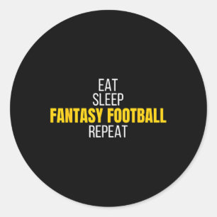 Eat Sleep Fantasy Football Repeat Vintage Draught Classic Round Sticker