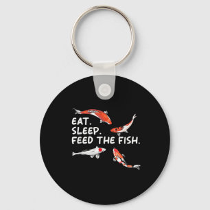 Eat Sleep Feeds The Fish Funny Koi Lover Koi Carp  Key Ring