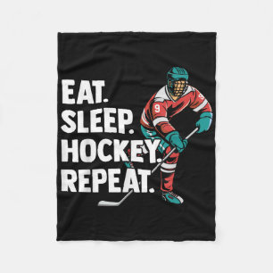 Eat Sleep Field Hockey Repeat Ice Hockey Stick Cle Fleece Blanket