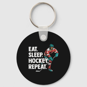 Eat Sleep Field Hockey Repeat Ice Hockey Stick Cle Key Ring
