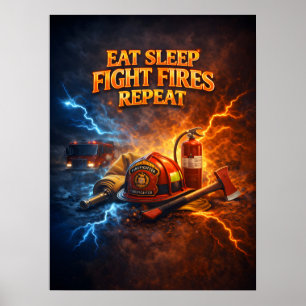 Eat Sleep Fight Fires Repeat Poster
