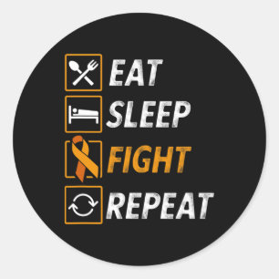 Eat Sleep Fight Leukaemia Blood Cancer Awareness Classic Round Sticker