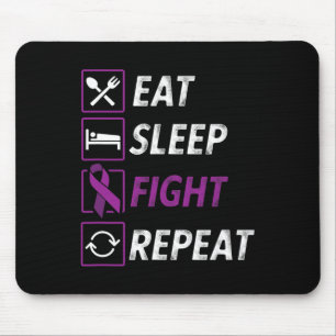 Eat Sleep Fight Repeat Purple Ribbon Epilepsy Awar Mouse Pad