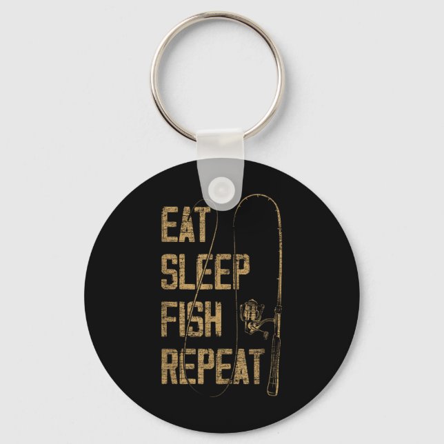 Eat Sleep Fish Repeat Fishing Lover Gift Idea Hunt Key Ring (Front)