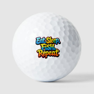Eat Sleep Fish Repeat Rainbow Golf Balls
