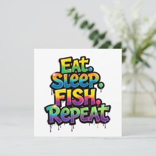 Eat Sleep Fish Repeat Rainbow Graffiti