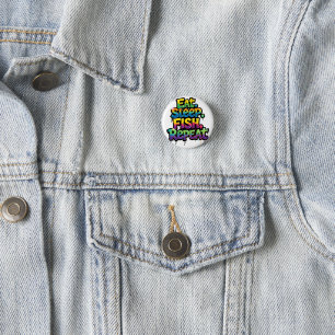 Eat Sleep Fish Repeat Rainbow Graffiti 3 Cm Round Badge