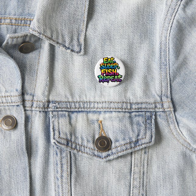 Eat Sleep Fish Repeat Rainbow Graffiti 3 Cm Round Badge (In Situ)