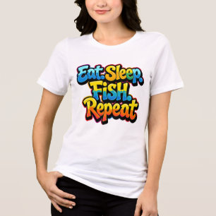 Eat Sleep Fish Repeat Rainbow Tri-Blend Shirt