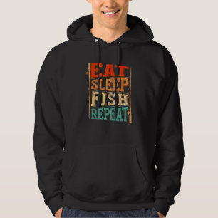 Eat Sleep Fish Repeat Retro Vintage Distressed Sty Hoodie
