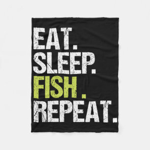 Eat Sleep Fish Repeat Shirt Fishing Fisherman Angl Fleece Blanket