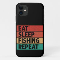 Eat sleep fishing repeat retro distressed for him