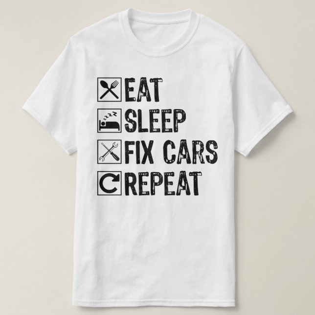 Eat Sleep Fix Cars Repeat Mechanic Grandpa Cool T-Shirt (Design Front)