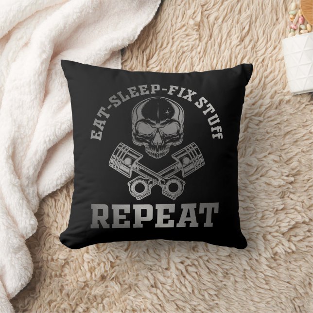 Eat Sleep Fix Stuff Repeat Funny Repairman Cushion (Blanket)