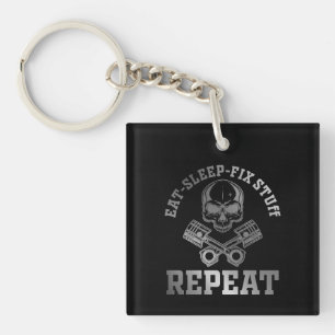 Eat Sleep Fix Stuff Repeat Funny Repairman Key Ring