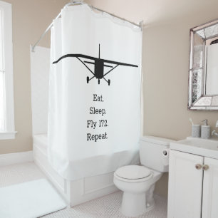 Eat Sleep Fly 172 Repeat Aeroplane  Shower Curtain