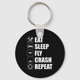 Eat Sleep Fly Crash Repeat Funny Drone Pilot Key Ring