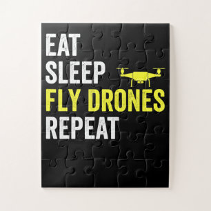 Eat Sleep Fly Drones Repeat Drone Pilot Quadcopter Jigsaw Puzzle