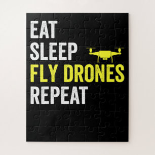 Eat Sleep Fly Drones Repeat Drone Pilot Quadcopter Jigsaw Puzzle