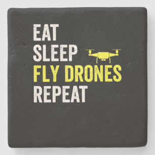 Eat Sleep Fly Drones Repeat Drone Pilot Quadcopter Stone Coaster