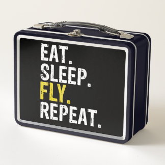 Eat Sleep Fly Repeat Aviation Pilot Gift Metal Lunch Box