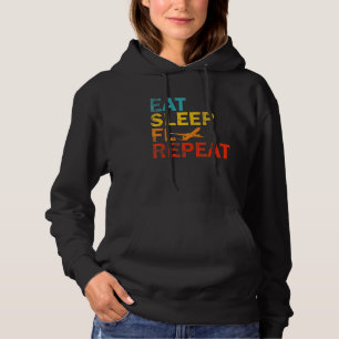Eat Sleep Fly Repeat Aviator Aeroplane Pilot For M Hoodie