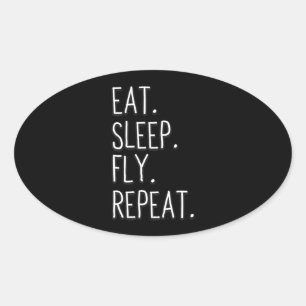Eat Sleep Fly Repeat Helicopter Pilot Oval Sticker