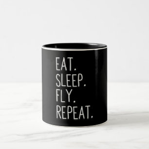 Eat Sleep Fly Repeat Helicopter Pilot Two-Tone Coffee Mug