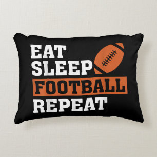 Eat Sleep Football Repeat Awesome Love Football Vi Decorative Cushion