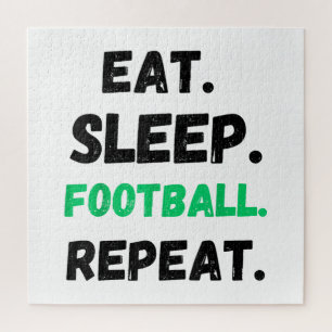 Eat Sleep Football Repeat Cute Eat Sleep Football Jigsaw Puzzle