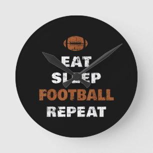 Eat Sleep Football Repeat Love Football Vintage Gi Round Clock