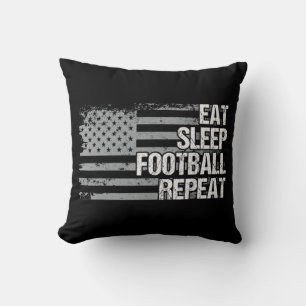 Eat Sleep Football Repeat US Flag Men Women Girls  Cushion