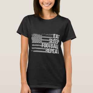 Eat Sleep Football Repeat US Flag Men Women Girls T-Shirt