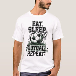 Eat Sleep Football Repeat Vintage Soccer Graphic T-Shirt