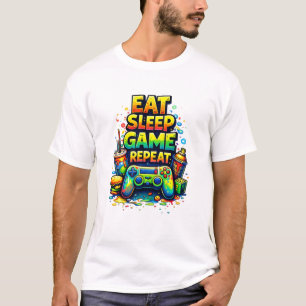 Eat Sleep Game Repeat – Classic Gamer Lifestyle  T-Shirt