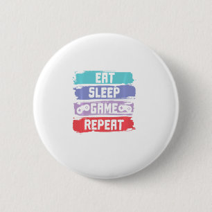Eat Sleep Game Repeat Controller 6 Cm Round Badge