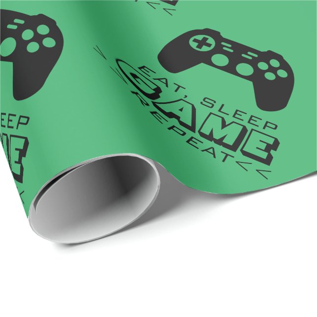 Eat Sleep Game Repeat funny Christmas & Birthday Wrapping Paper (Roll Corner)