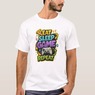 Eat Sleep Game Repeat – Funny Gamer Life Design T-Shirt