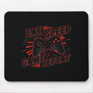 Eat Sleep Game Repeat Funny Graphic Art Mouse Pad