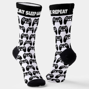Eat Sleep Game Repeat funny socks gift for gamer