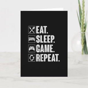Eat Sleep Game Repeat Funny Video Gamer Gift Gamin Card