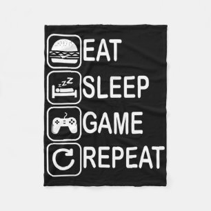 Eat Sleep Game Repeat Funny Video Gamer Gifts 1  Fleece Blanket