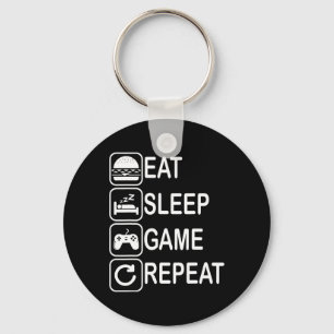 Eat Sleep Game Repeat Funny Video Gamer Gifts 1 Key Ring