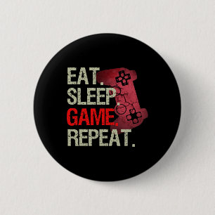 Eat Sleep Game Repeat Gamer Video Games Gift Boys 6 Cm Round Badge