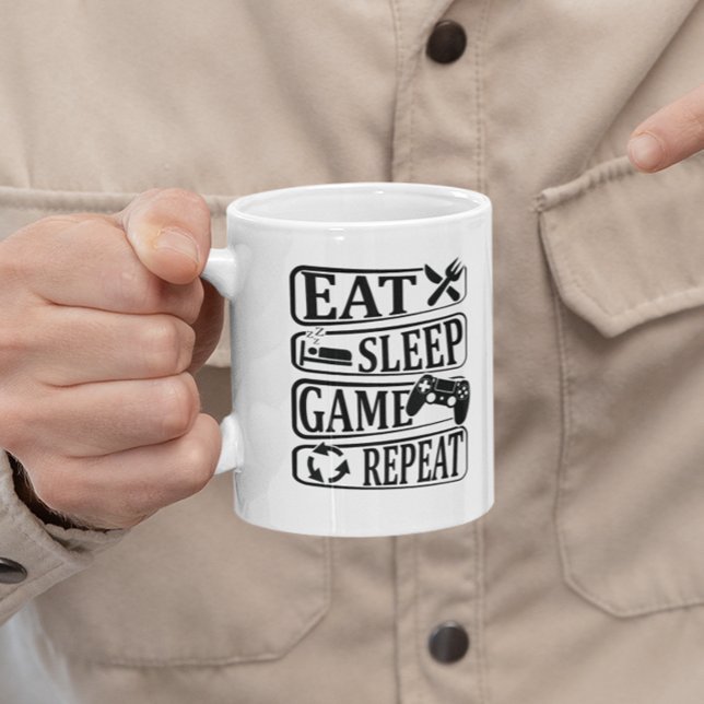 Eat Sleep Game Repeat  Gaming Coffee Mug (Creator Uploaded)