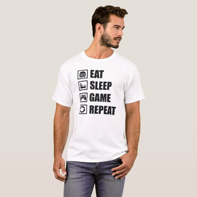 Eat Sleep Game Repeat, Gaming Typography T-shirt  (Front Full)