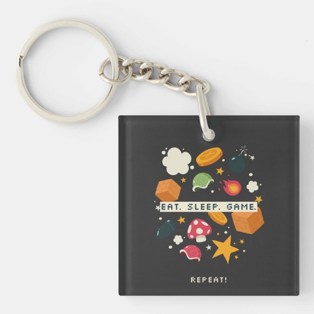 Eat. Sleep. Game. Repeat. Key Ring (Front)