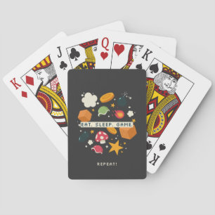 Eat. Sleep. Game. Repeat. Playing Cards