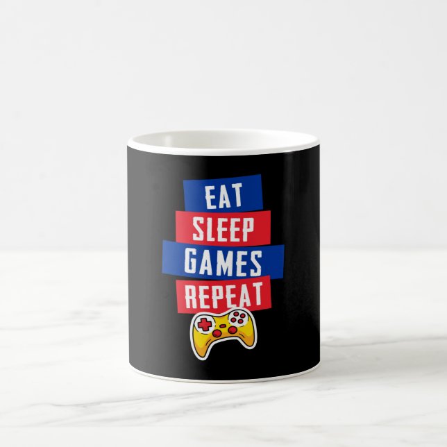 Eat Sleep Games Repeat Funny Video Games Coffee Mug (Center)