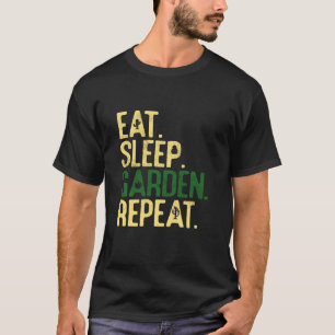 Eat Sleep Garden Repeat Cactus Gardener Joke Plant T-Shirt